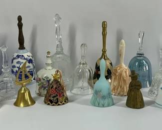 Glass Brass and Porcelain Hand Bells