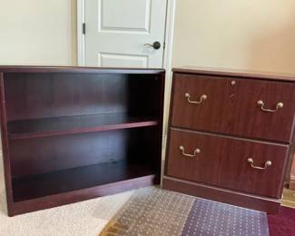 Cherry Finish Bookcase and Lateral File Cabinet