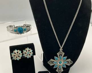 Southwest Style Costume Jewelry with Cross Pendant