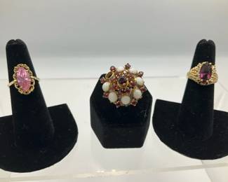Three 14K Gold Gemstone Rings