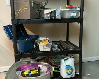 Plastic Storage Shelving with Garage and Household Supplies