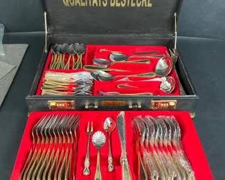 Solingen Germany Gold Tone Flatware Set with Storage Case
