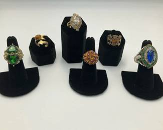 Fashion Rings with Rhinestones and Colorful Stone Designs