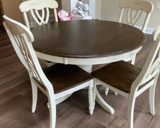 Round TwoTone Dining Table with 4 Chairs