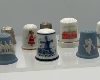 Wedgwood Jasperware Thimbles with Collector Thimbles