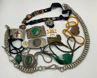 Vintage Belt Buckles Bolo Ties Medals and Accessories