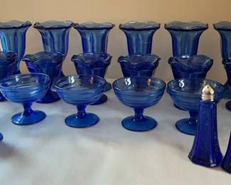 Cobalt Blue Glass Vases, Dessert Dishes and Shakers
