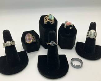 Fashion Rings with Abalone Stone and Gemstone Look Designs