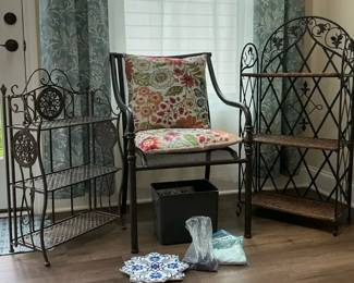 Metal Plant Stands Accent Chair and Bakers Rack