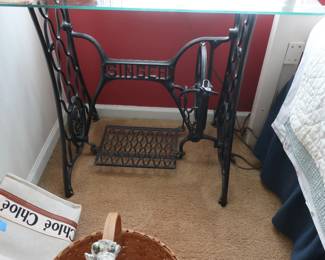 singer treadle machine base with glass top