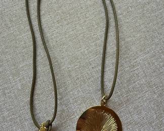 GoldTone Palm Leaf Medallion Necklace