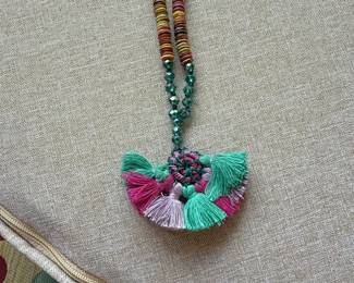 Bohemian MultiStrand Tassel and Bead Necklace
