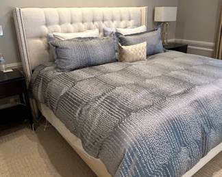 Tufted Upholstered Headboard with Nailhead Trim