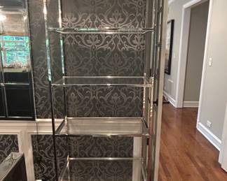 Milo Baughman Style Chrome and Glass Etagere