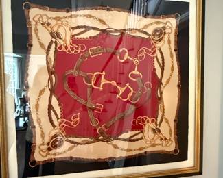 Herms Profil Sellier Silk Scarf Framed