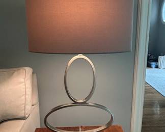 Contemporary DoubleOval Metal Table Lamp with Acrylic Base