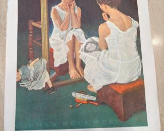 Norman Rockwell Girl at the Mirror Curtis Publishing Canvas Lithograph