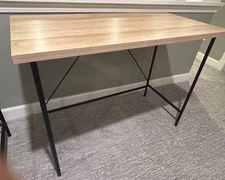 Modern Oak Effect Writing Desk with Black Metal Frame