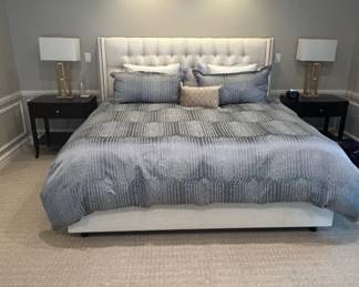 Contemporary Tufted Upholstered King Bed with Nailhead Trim