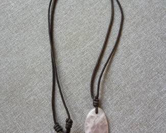 Rose Quartz Pendant Cord Necklace