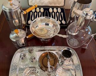 Coffee and Bar Accessories in Silver Plate