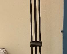 Wrought Iron and Mica Torchere (one of a pair)