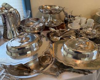 Sterling Serving Dishes and Flatware