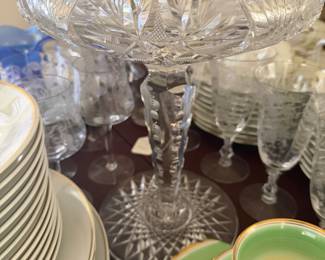Grand American Brilliant Cut Glass Footed Bowl