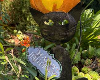 Painted Metal Happy Halloween Sculpture