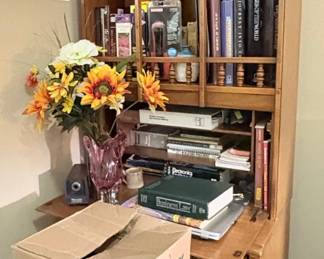 Arched Bookcase with Integrated Desk and Cabinet