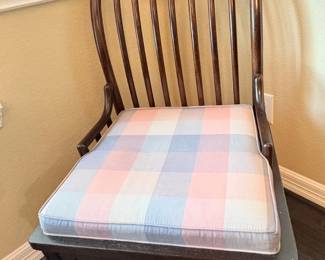 Sheraton Style Side Chair with Plaid Upholstery