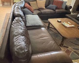 Bernhardt Dark Brown Leather Sectional Sofa