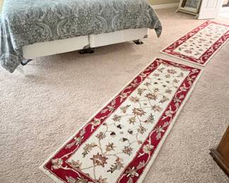 Red and Ivory Floral Runner Rugs Set of 