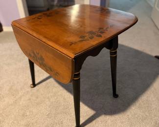 Hitchcock Style Drop Leaf Table with Stenciled Floral Motif