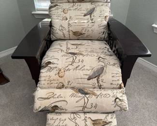 Sunset Trading Bird Script Fabric Manual Reclining Chair