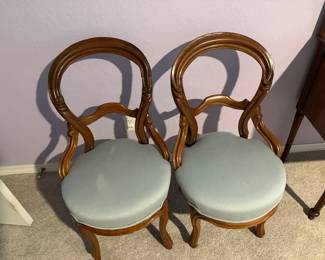 Victorian Balloon Back Side Chairs Pair