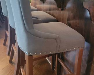 PRESALE - $40 EACH - 3 UPHOLSTERED NAILHEAD TRIM BAR STOOLS $120 FOR ALL THREE