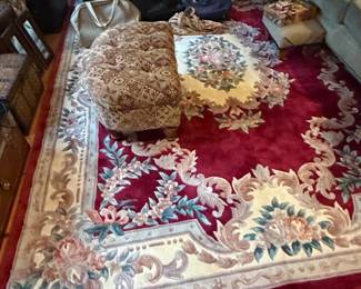 Aubusson Style Floral Wool Area Rug