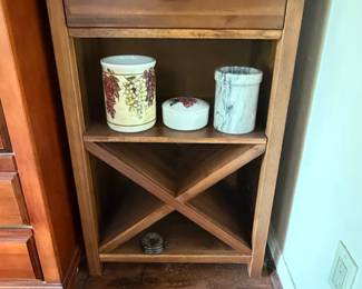 Wooden Accent Table with Drawer and Wine Rack