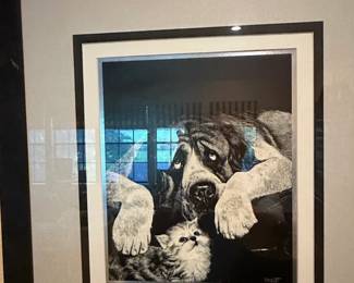 Rudy Droguett Signed Dog and Kitten Print