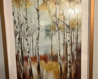 R. Henton Birch Tree Forest Landscape Painting