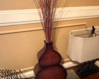 Double Gourd Bamboo Floor Vase with Decorative Fillers