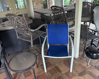 Vintage Tubular Metal and Canvas Patio Chair