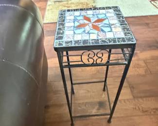 Vintage Mosaic Tile Top Accent Table