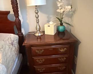 Chippendale Style Cherry Wood ThreeDrawer Nightstand