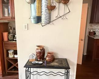 Metal WineThemed Wall Art and Wine Rack Table