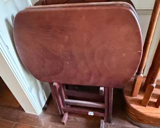 Vintage Piece Folding TV Tray Table Set with Stand