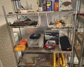 Heavy Duty Tier Wire Shelving Unit with Assorted Garage Tools