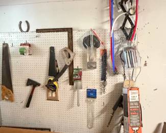 Assorted Garage Hand Tools and Hardware