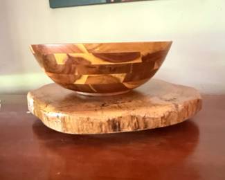 Segmented Wood Bowl on Live Edge Base